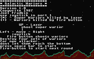 Galactic Wariors atari screenshot